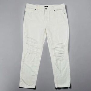 AFRM White Straight Leg High Rise Distressed Button Fly Jeans NEW Size 30